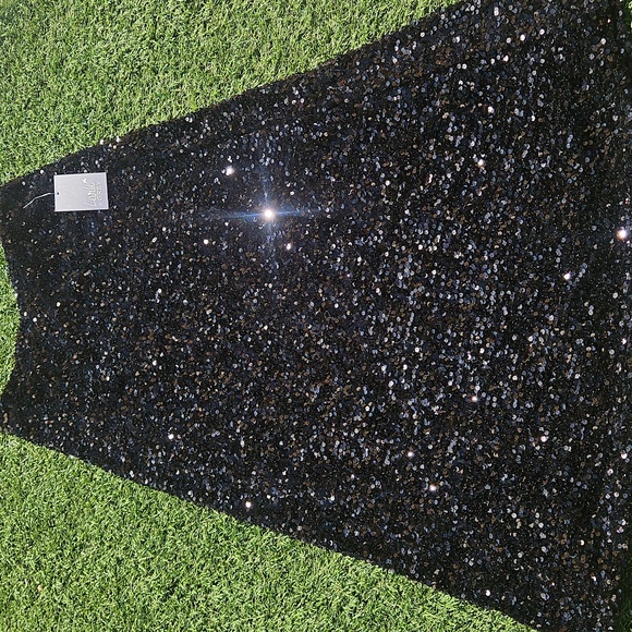 Sequined Sparkly Shiny Black Maxi Skirt Size Large Lark + Grey - Picture 1 of 7